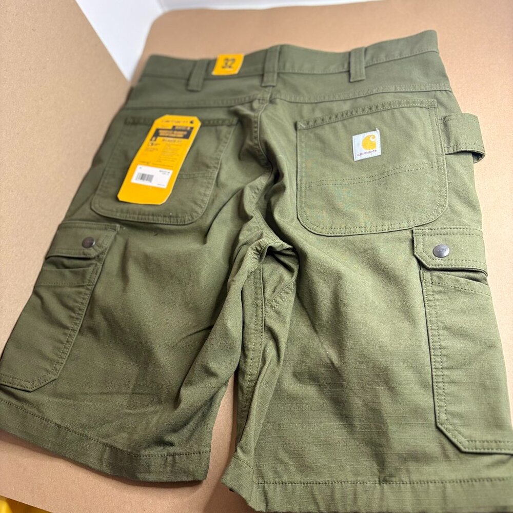 Carhartt Rugged Flex Ripstop Cargo Shorts Mens 32 Olive Relaxed Fit Work Utility